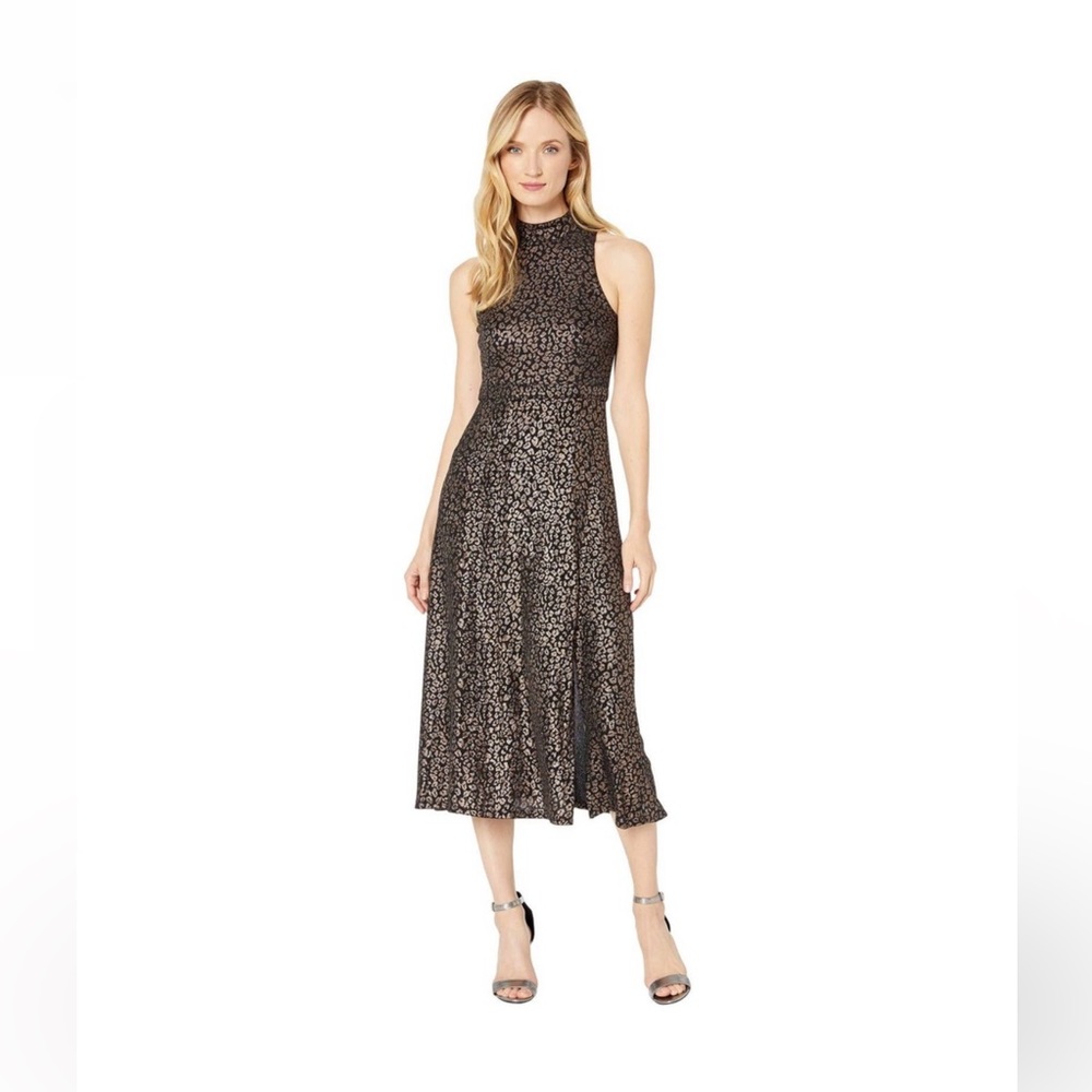 NWT Donna Morgan Mock Neck Metallic cocktail dress size 2